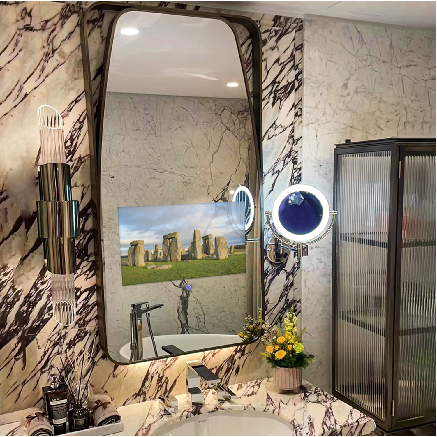 <p>Size: 600 * 1190mm </p><p>Screen size: 22 inches </p><p>Usage scenario: washbasin Magic Mirror </p><p>Details: The mirror adopts an elegant curved design, with smooth and rounded lines, showcasing a minimalist aesthetic. The intelligent magic mirror not only supports music playback and news browsing, but also allows you to enjoy film and television resources (movies, TV dramas, etc.). The user interface is intuitive and convenient, easily meeting your entertainment needs.</p>