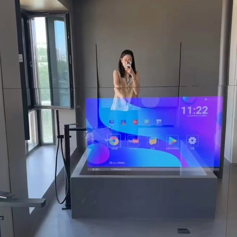 <p>Size: 2325 * 2469mm </p><p>Screen size: 42 inches </p><p>Usage scenario: Bathroom magic mirror TV </p><p>Details: The mirror surface is enlarged to the entire wall, and the actual product on site is very high-end. A regular TV has all the functions of a mirror TV, including watching movies, watching TV, listening to music, and screen mirroring. The control method can not only be remotely controlled, but also touch controlled. The touch control adopts 10 nanometer precision touch control to achieve wet hand/water mist operation. Turn on the TV, turn off the whole mirror.</p>
